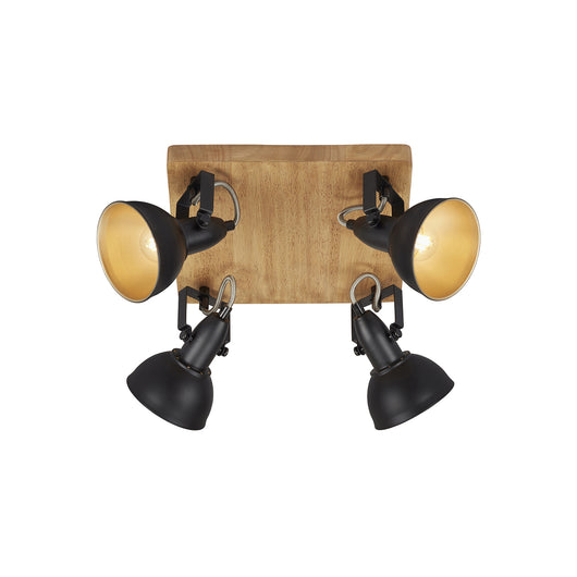 Plafoniera Vintage Barnim Metallo Nero 4 Luci E14