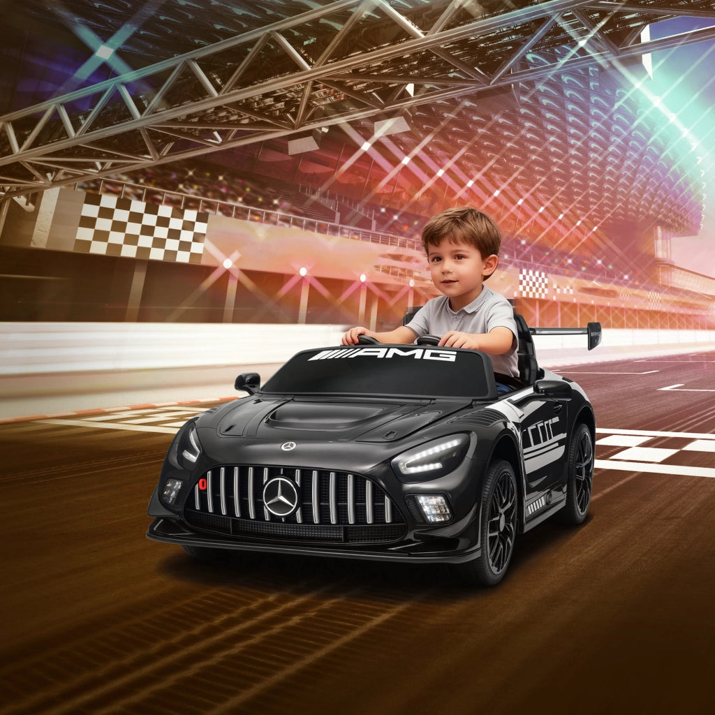 Auto elettrica Mercedes per bambini ¨C zephmum ¨C 12V, nero, LED, 3-8 anni