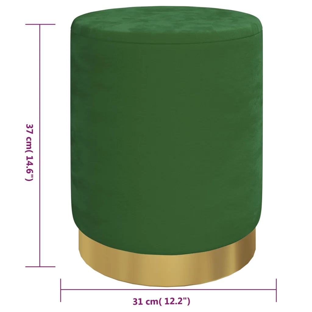 Sgabello Rotondo con Contenitore Verde in Velluto 31 x 37 cm