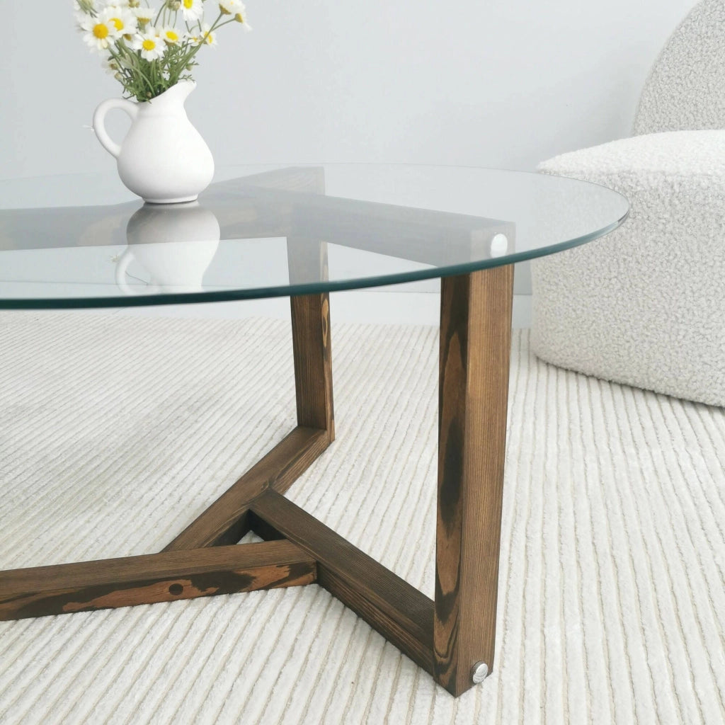 Luigia, Tavolino da Salotto Forma Rotonda, 75x75x40h cm Marrone Noce
