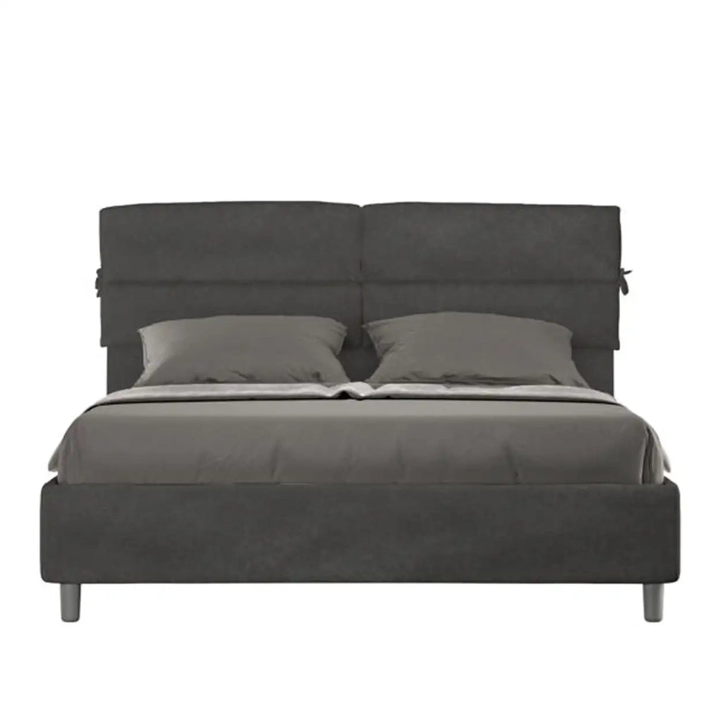 Letto matrimoniale contenitore imbottito 160x210 microfibra grigio Nandy