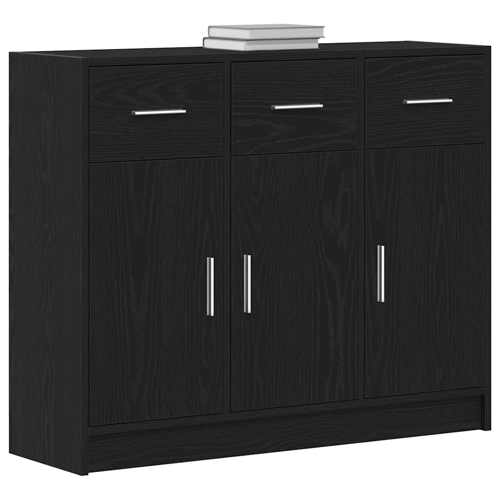 Credenza Rovere Nero 91x28x75 cm in Legno Multistrato 862447