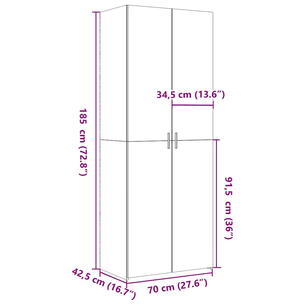 Credenza Grigio Sonoma 70x42,5x185 cm in Legno Ingegnerizzato 3281432