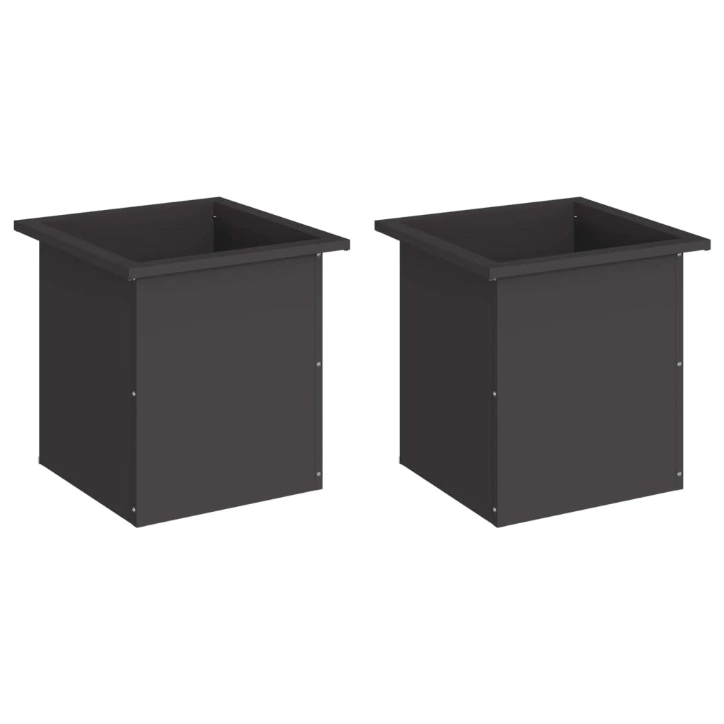Fioriera da giardino con LED 2 pz Nero 40 x 40 x 40 cm Acciaio 8008127