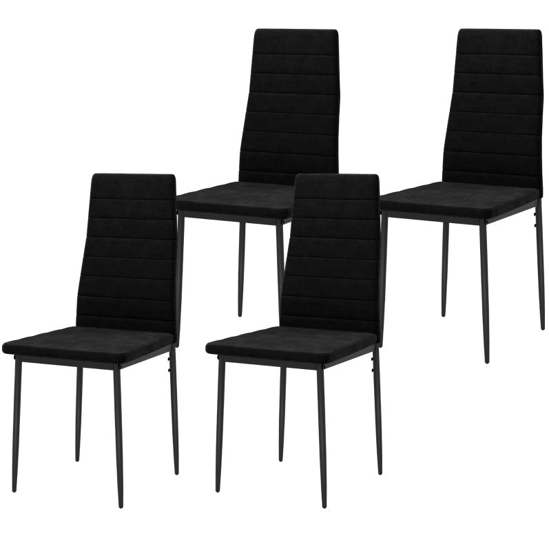 Set di 4 sedie da pranzo 41x50x97 cm con schienale alto ergonomico in metallo nero