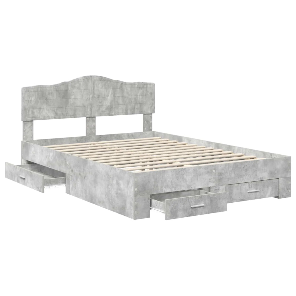 Struttura del letto con testiera Grigio cemento 140 x 190 cm