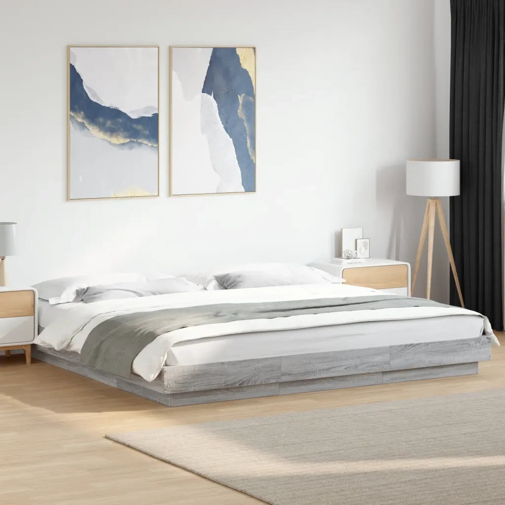 Giroletto Luci LED-Struttura Letto con LED Grigio Sonoma 180x200 cm Legno Multistrato 620623