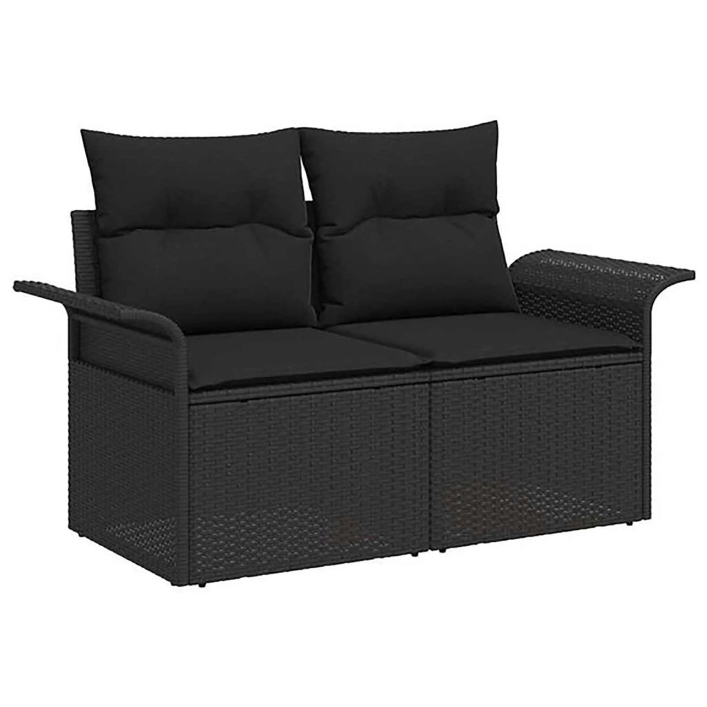 Set di divani 8 pz Nero Rattan sintetico e Acciaio 3447990