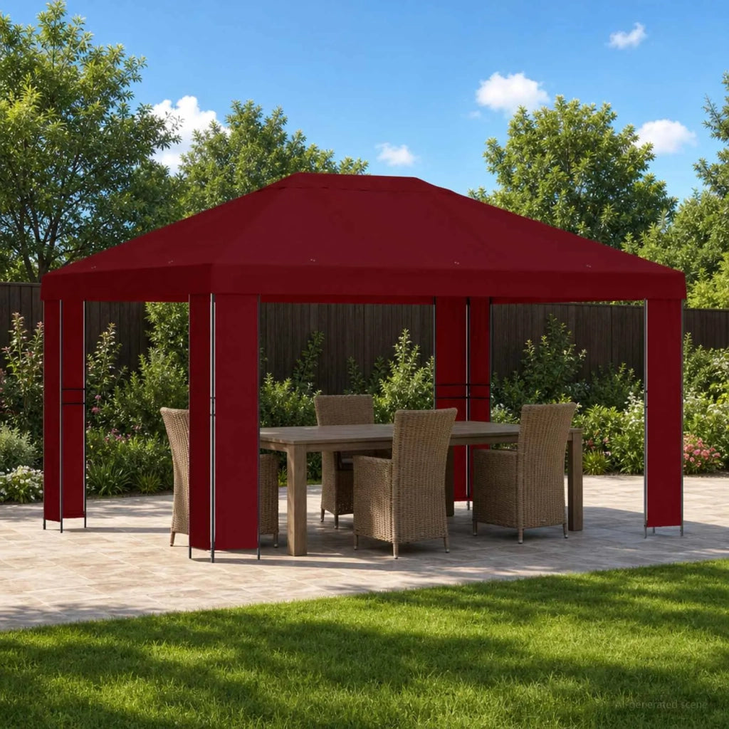 Gazebo | Pergolato 4 ¡Á 3 m Borgogna Poliestere e Acciaio 190 gsm