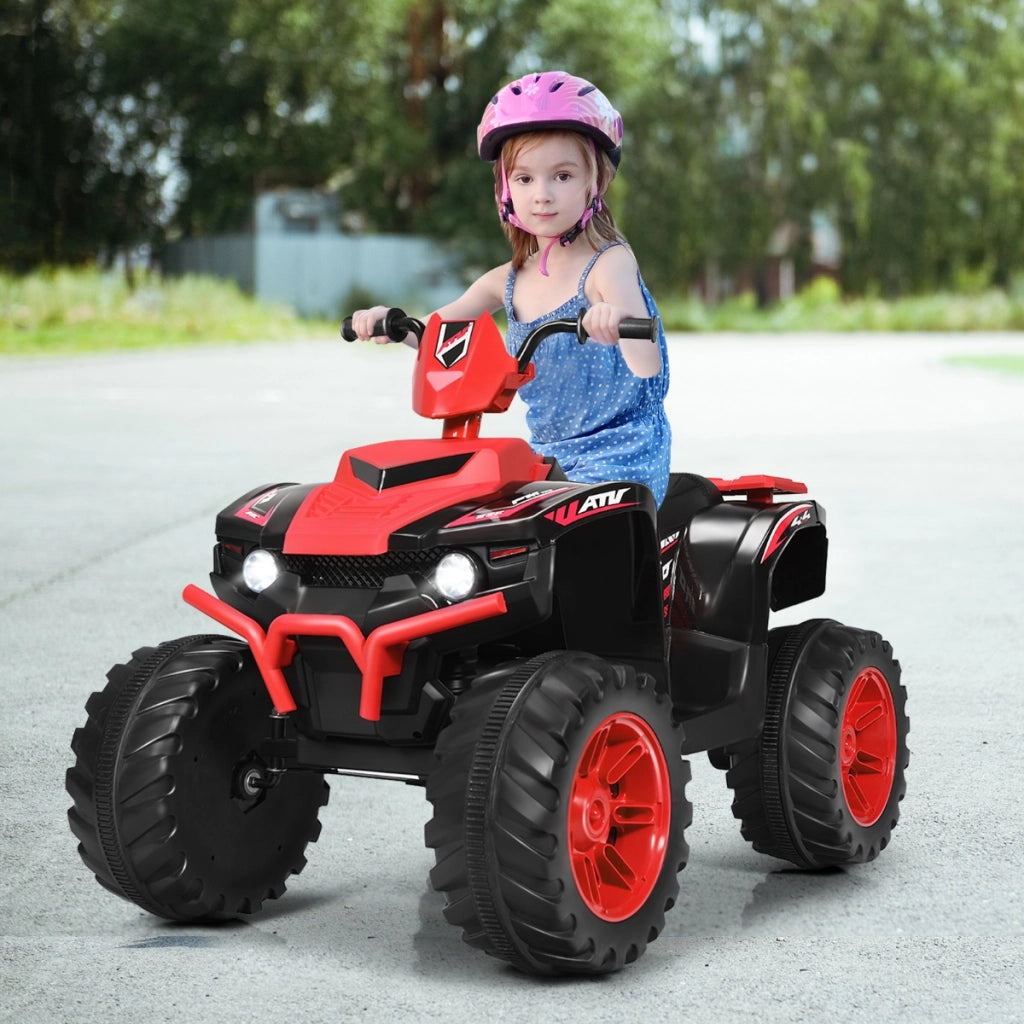 Quad elettrico ATV 12 V per bambini con musica e luci LED, Quad a batteria con sedile comodo 104x67x74cm Rosso-Macchinine giocattoli