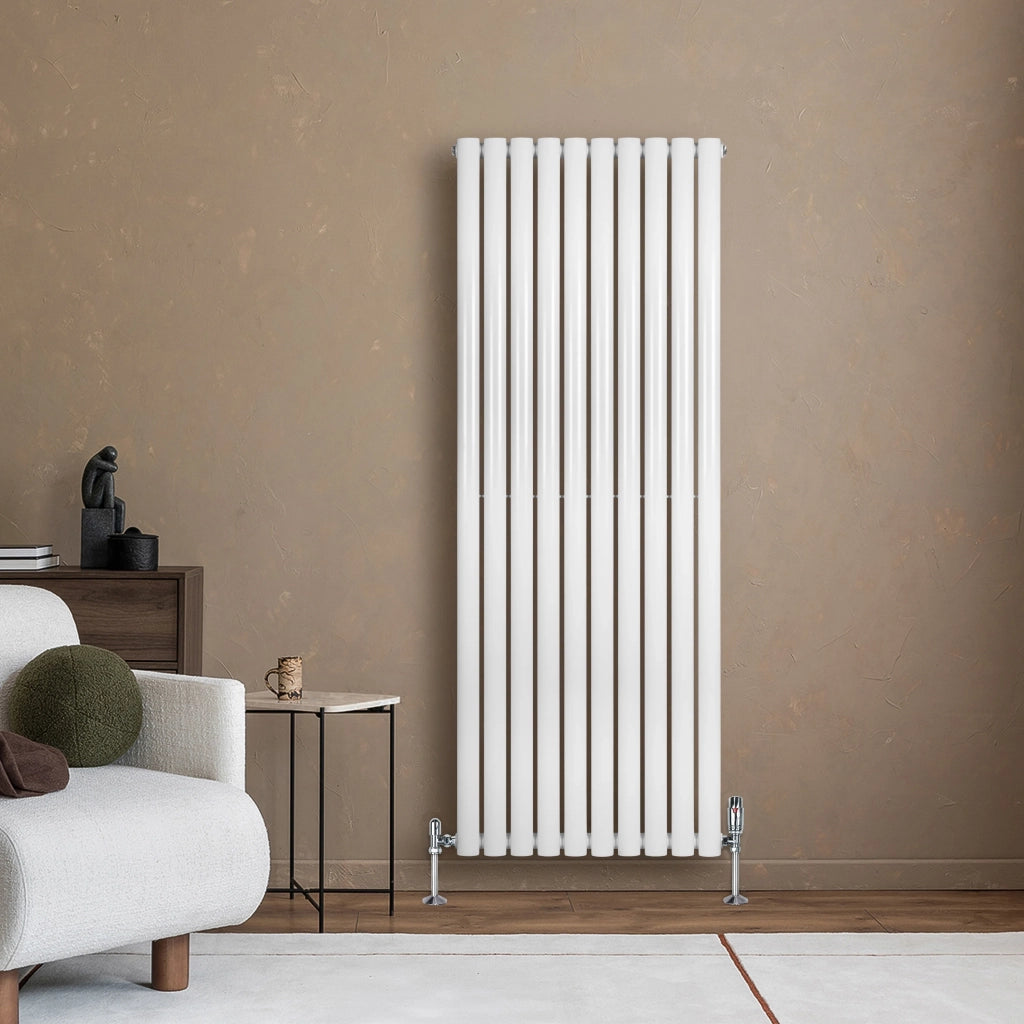 Radiatore Verticale Design Ovale Colonna Singola Bianco 1600x600 mm