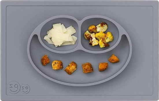 Tavolo per bambini con placemat integrato in silicone 100% - 100x60 cm - 24 mesi - grigio scuro
