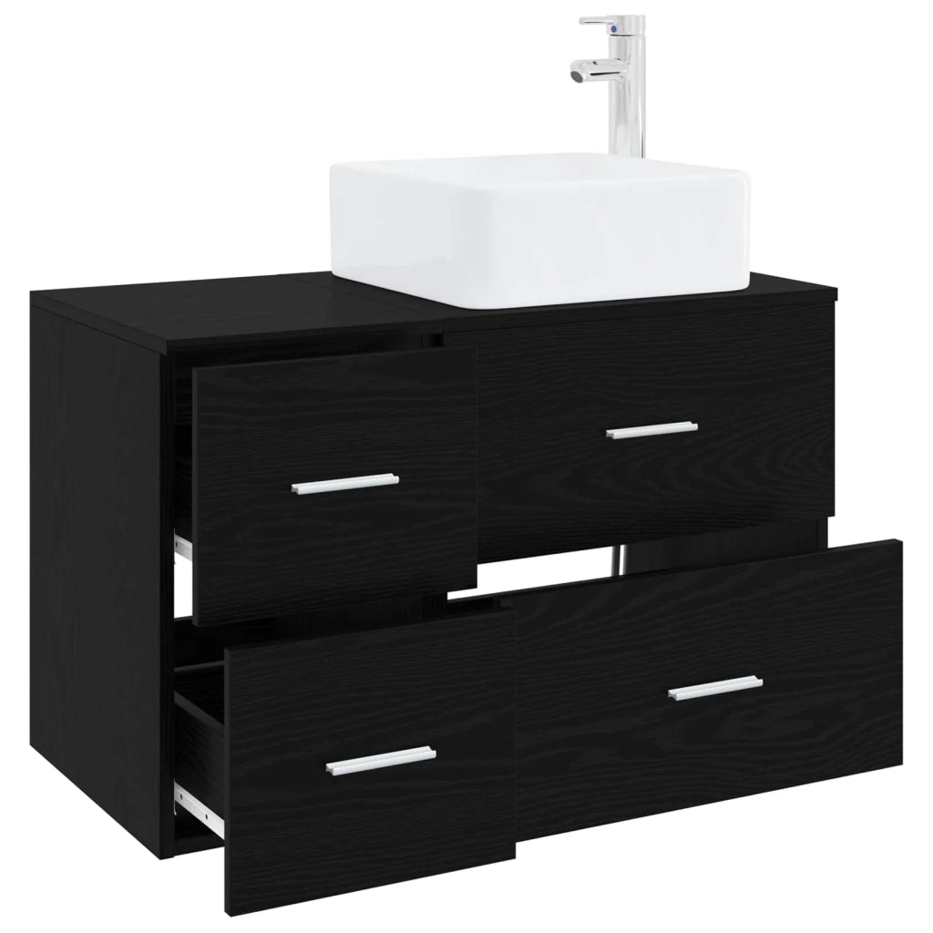 Set di mobili per il bagno 2 pz Rovere Nero 3403977