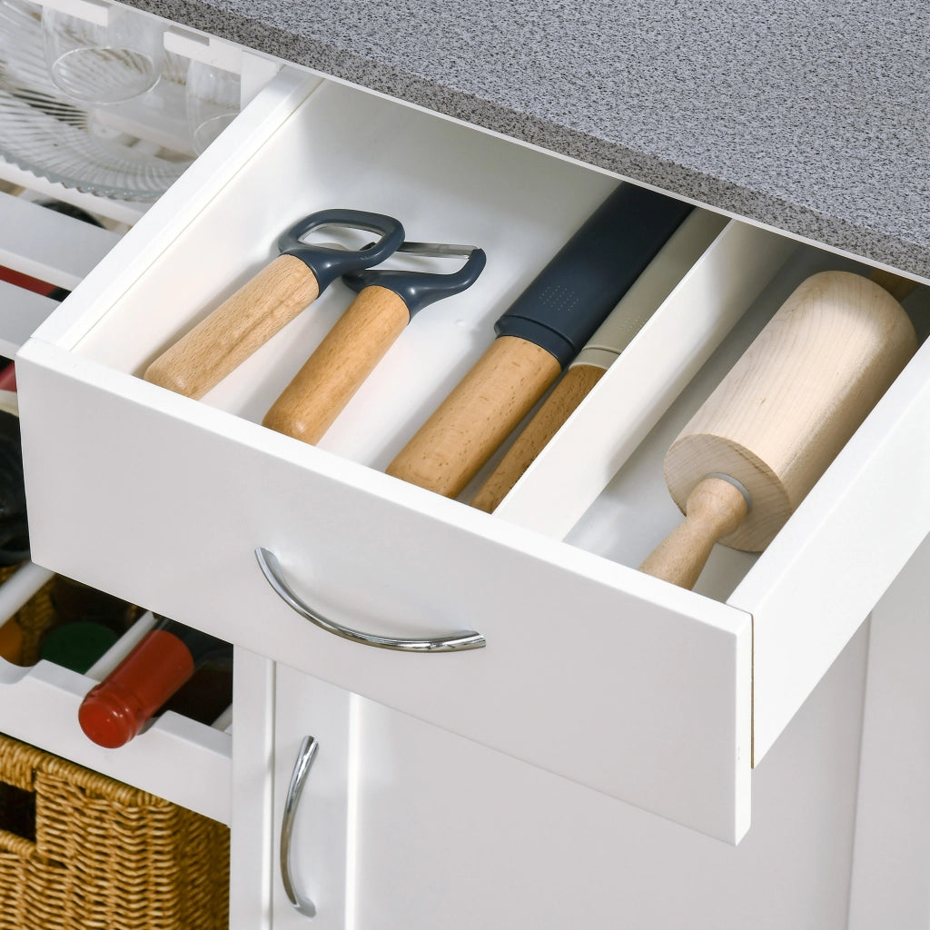 Carro da cucina con ruote ¨C zephmum ¨C bianco 76x48x88 cm