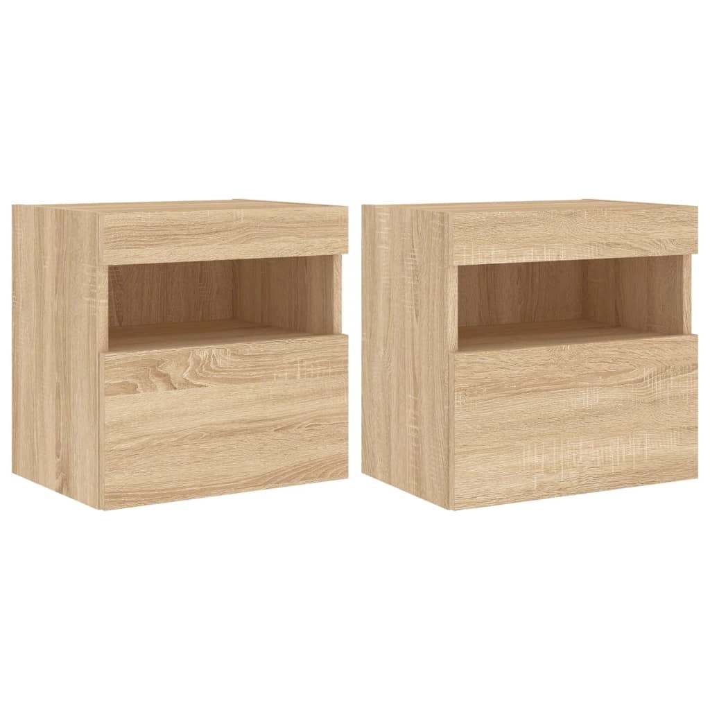 Mobile TV multimediale da parete mensola TV mobile TV sala da pranzo soggiorno camera da letto luci LED 2 pezzi rovere Sonoma 40 x 30 x 40 cm marrone 02_0029173