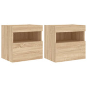 Mobile TV multimediale da parete mensola TV mobile TV sala da pranzo soggiorno camera da letto luci LED 2 pezzi rovere Sonoma 40 x 30 x 40 cm marrone 02_0029173