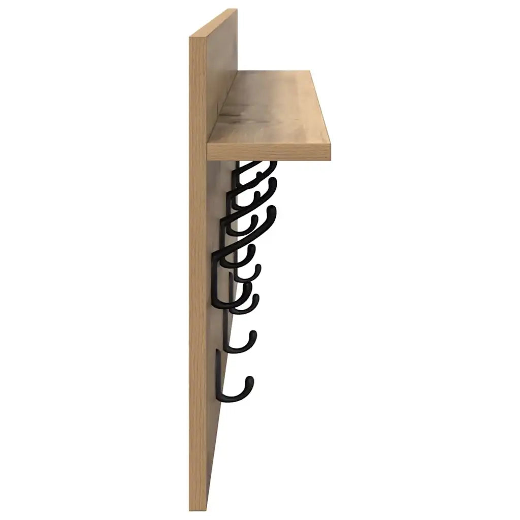 Appendiabiti a muro A parete Rovere artigianale 80 x 40 x 12 cm 874442