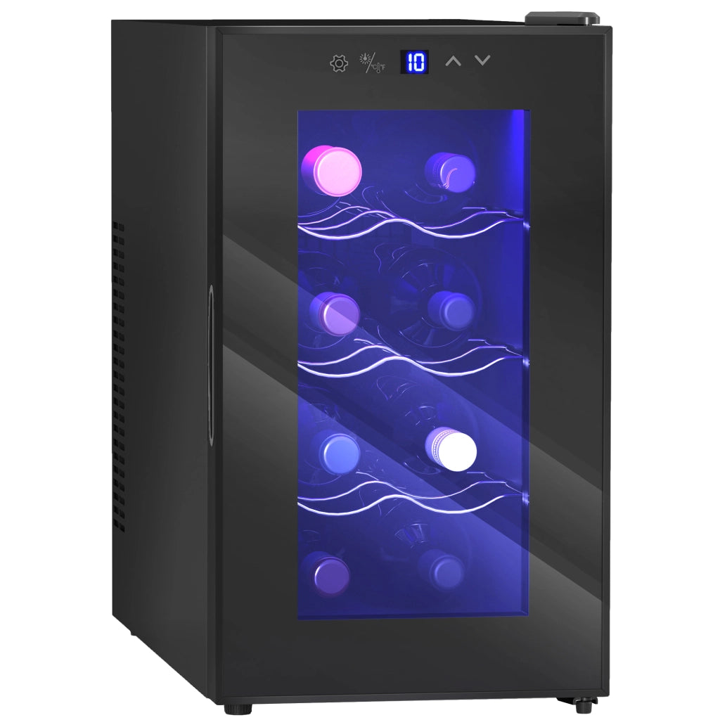 Cantinetta Vino Refrigerata per 8 Bottiglie, Capacit¨¤ 21L, Display Touch e Ripiani Regolabili, Nero
