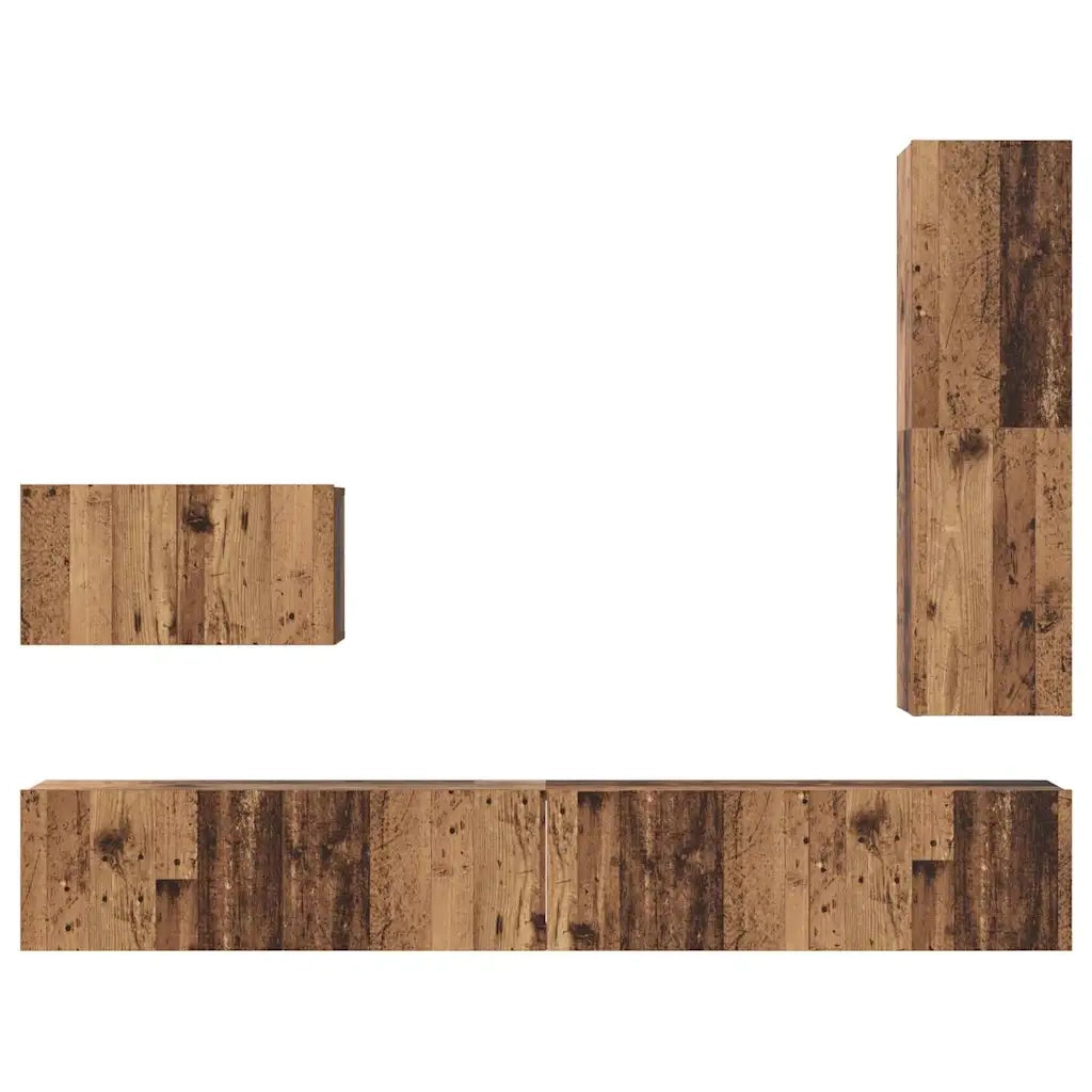 Set mobile TV 4 pz-Set di 4 Credenza per TV Legno vecchio Legno multistrato 281022