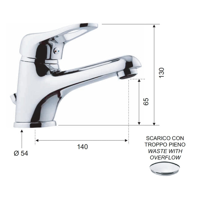 Miscelatore lavabo remer con bocca prolungata - serie kiss