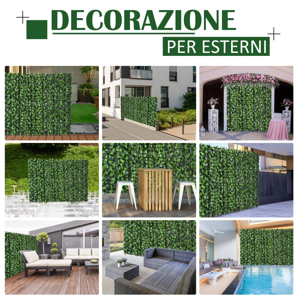 EasyComfort Rotolo di Siepe Artificiale 3x1 m in PE e Tessuto per Balcone e Giardino, Verde Chiaro e Verde Scuro
