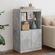 Credenza con Luci LED-Buffet-Armadio da cucina Grigio Cemento 60,5x37x100 cm 146596