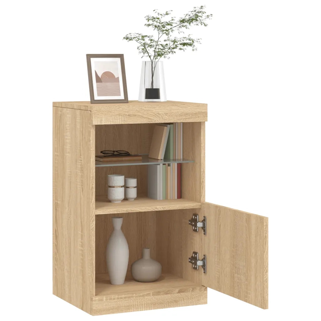 Credenza | Madia | Buffet da pranzo | Armadio da pranzo con Luci LED Rovere Sonoma 41x37x67 cm