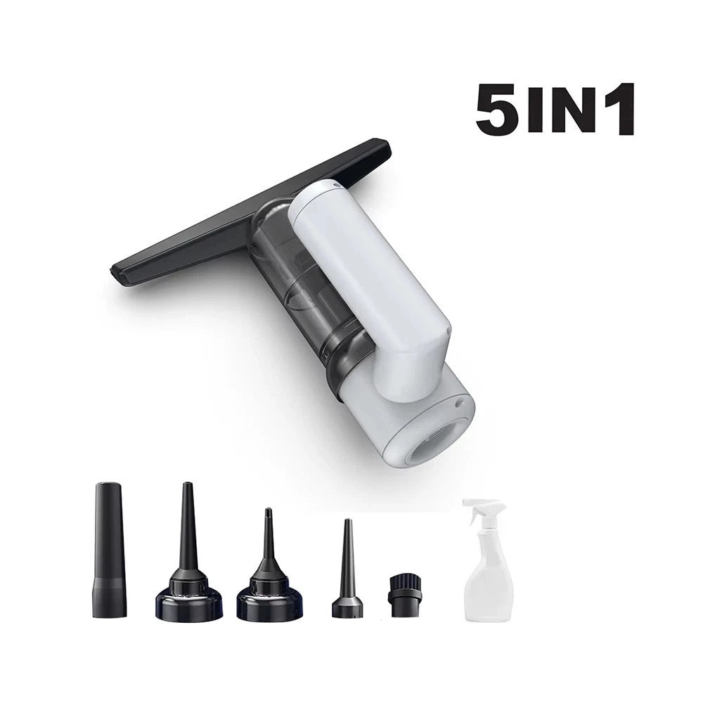 Trade Shop - Pulitore Multifunzione Aspirapolvere Soffiatore Tira Acqua Vetri Senza Fili 5in1 Elettrico -
