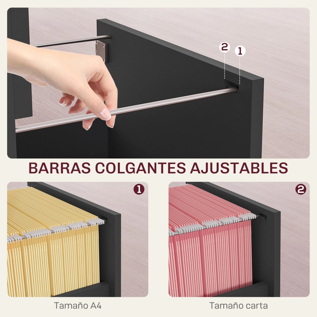 Cassettiera con 2 Cassetti ¨C zephmum ¨C Nero 40x41,5x67,5 cm