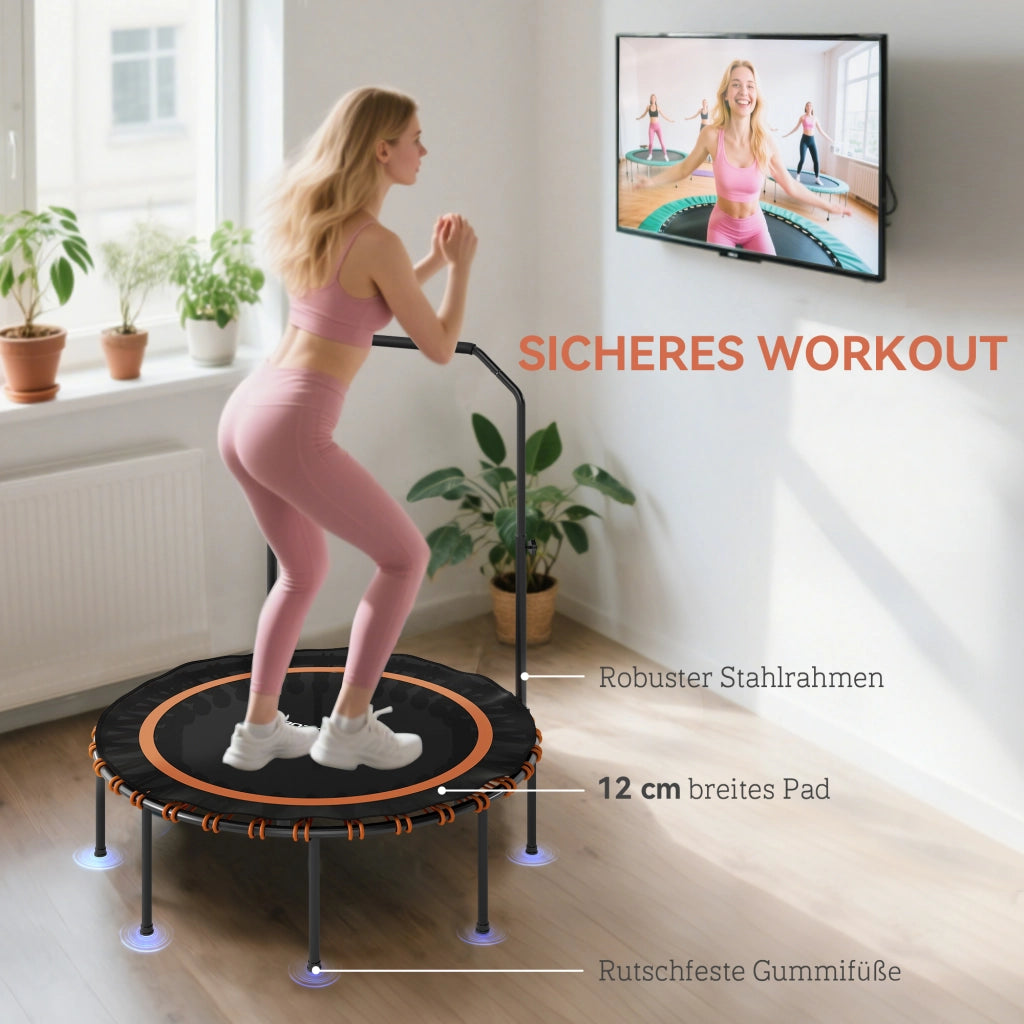 Trampolino Fitness con Manubrio Regolabile ¨C zephmum ¨C Acciaio, Plastica, Arancione