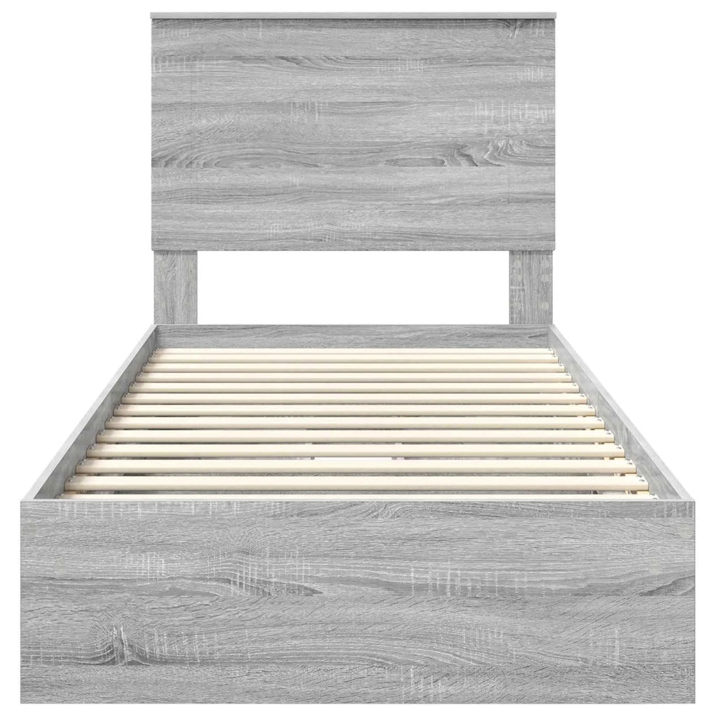 Letto con Contenitore con testiera Grigio Sonoma 100 x 200 cm 3409585