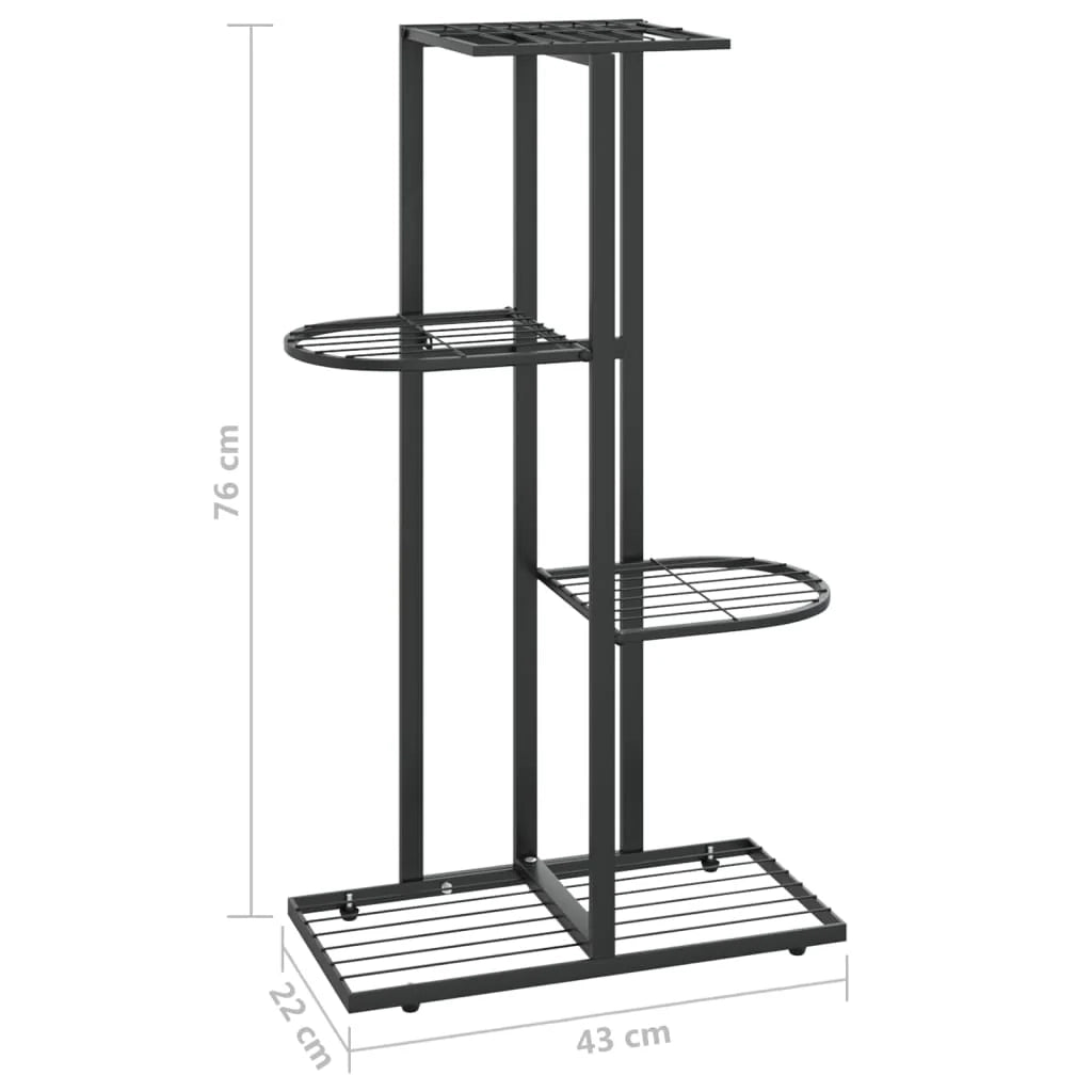 Portavasi/fioriera a 4 ripiani 43 x 22 x 76 cm metallo nero 02_0045160