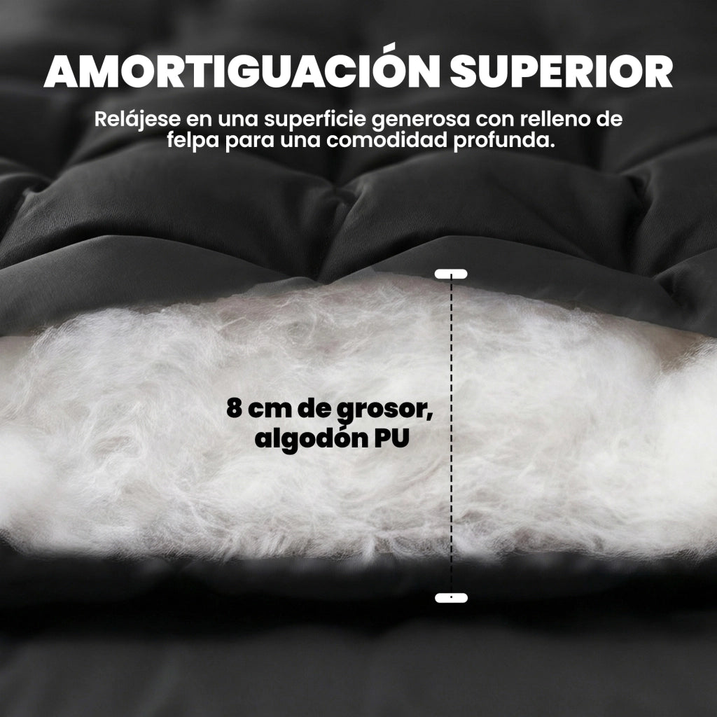 Letto da Campeggio Pieghevole Portatile con Cinghie Antiscivolo ¨C Minimal ¨C Nero