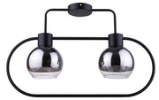Plafoniera moderna nera Linda 2xE27 vetro argento Sigma