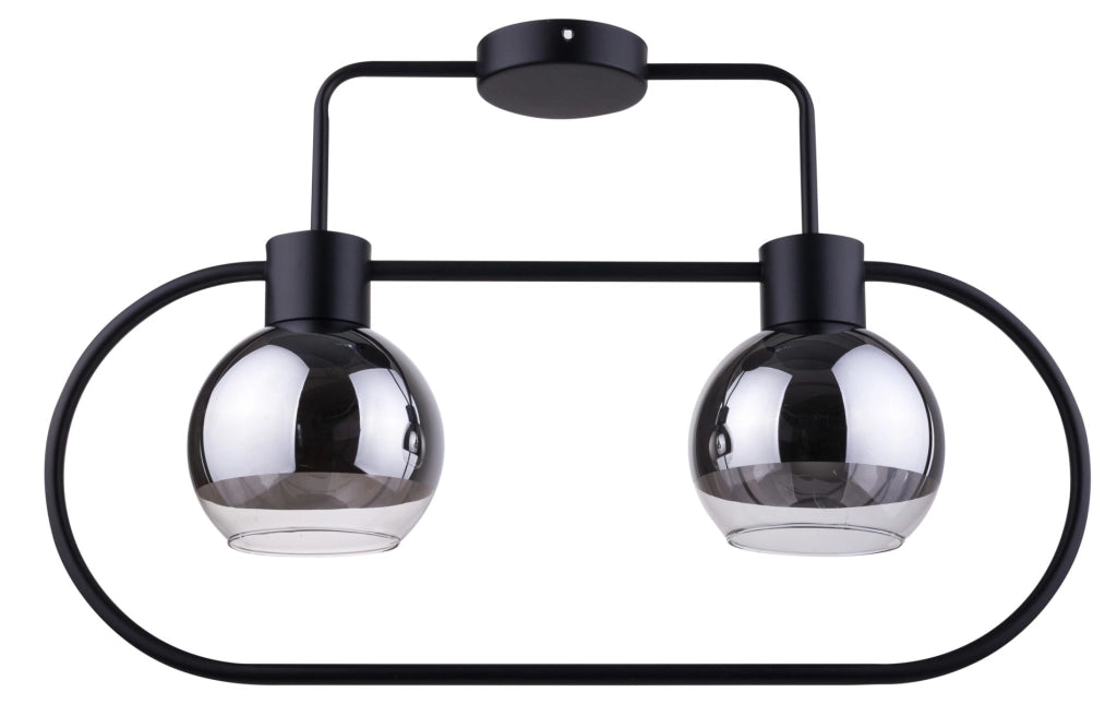 Plafoniera moderna nera Linda 2xE27 vetro argento Sigma