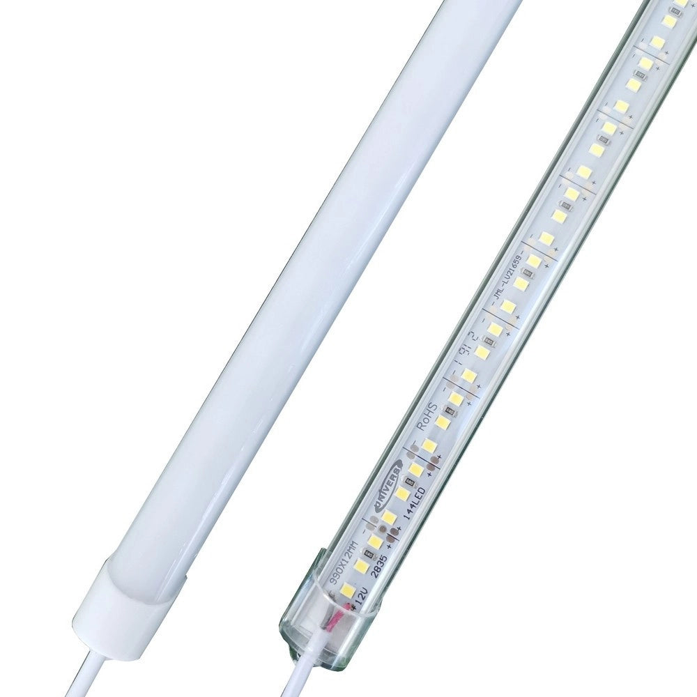 Trade Shop - Profilo Barra Rigido Strip Led Da 1 Metro 5630smd Luce Bianco Freddo E Caldo 18w - -bianco Caldo  Copertura Trasparente    -