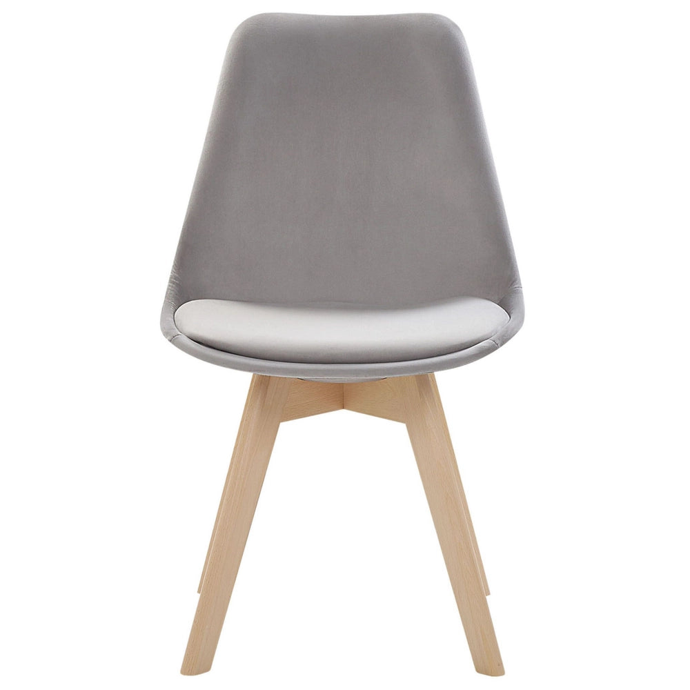 Set di 2 sedie da pranzo con rivestimento in velluto grigio gambe in legno eleganti design moderno