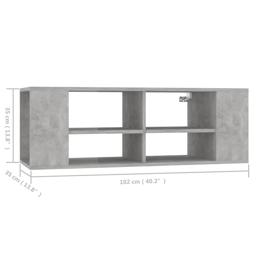 Armadietto TV da Parete Grigio Cemento 102x35x35 cm Truciolato cod mxl 20945