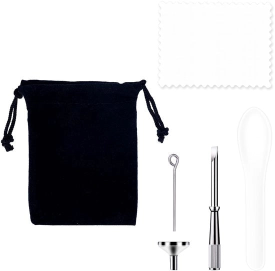 Kit di Pulizia Chimenea - Mini Fumaiolo Metallico - Inclusa Cucchiaio e Attrezzatura - Nero/Bianco/Argento - Attrezzatura per la Pulizia delle Chimenee - Adatto per