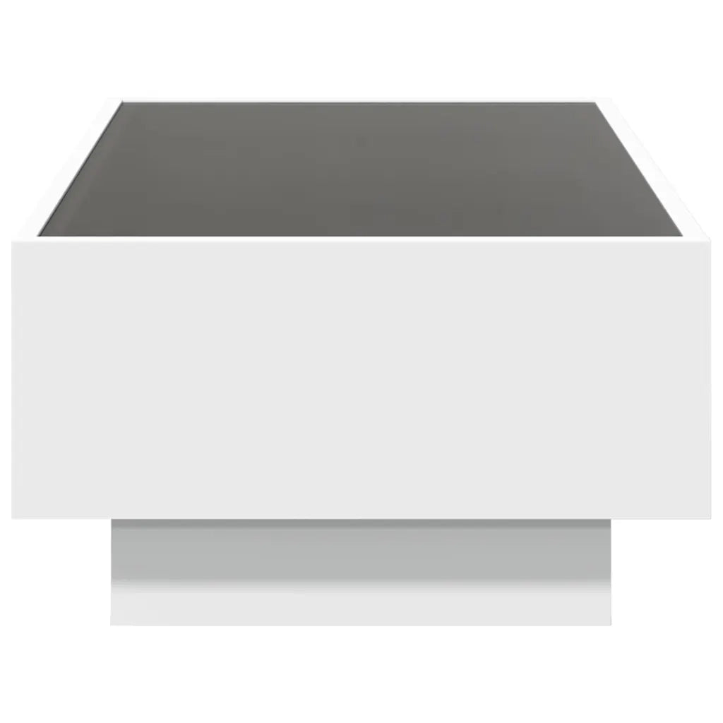 Tavolino Salotto con LED Bianco 90x50x30 cm Legno Multistrato
