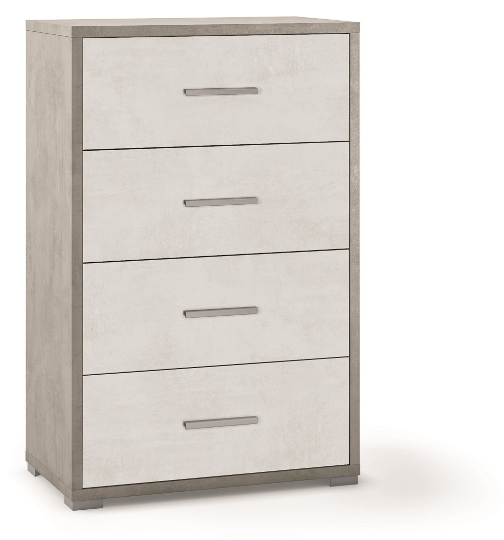 KIT MOBILE CASSETTIERA 4 H110 L71 P41 Cm STRUTTURA CEMENTO FRONTALE BIANCO SARMOG Db774k