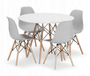 Set da tavolo Valora KOVA 100, tavolo rotondo bianco moderno + 4 sedie grigie
