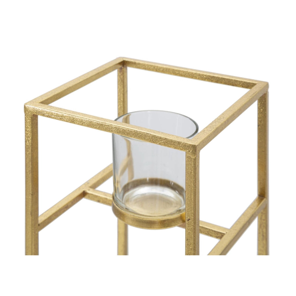Portacandela VKH347, Oro, Metallo, 15x15x35 cm
