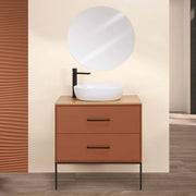 MOBILE BAGNO VENUS 80CM TERRACOTTA CON LAVABO E SPECCHIO