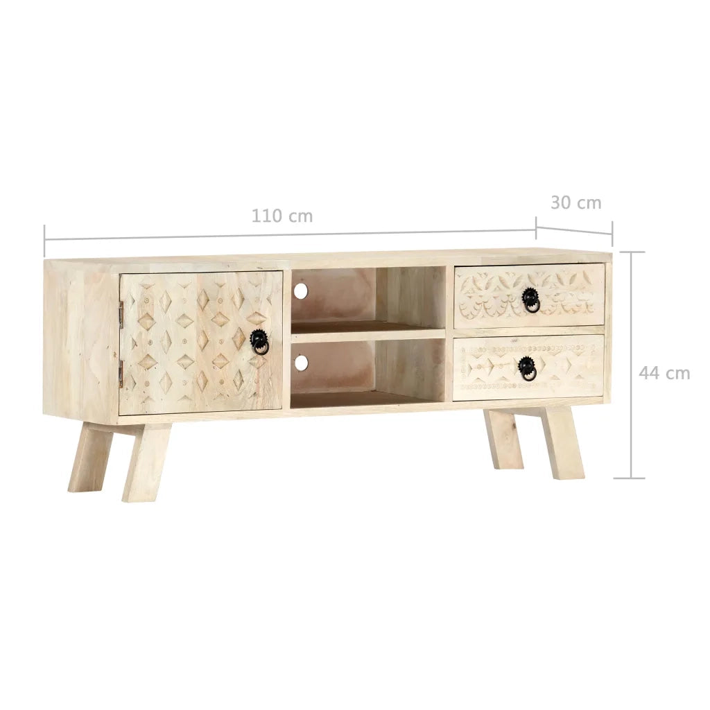 vidaXL Mobile Porta TV 110x30x44 cm in Legno Massello di Mango