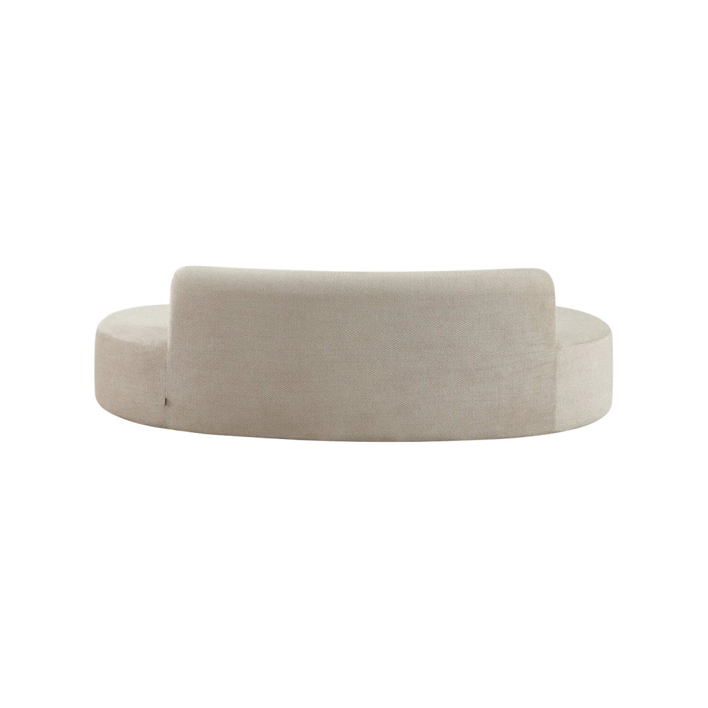 Divano a virgola in tessuto ciniglia, 3 posti, beige