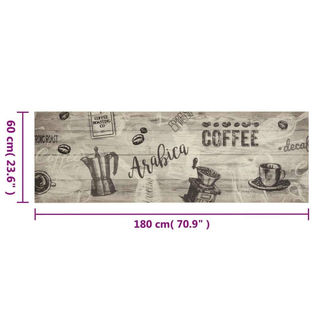 Tappetino da cucina lavabile dal design elegante 180 x 60 cm morbido antiscivolo confortevole al tatto velluto grigio 02_0056421