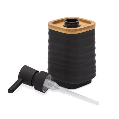 Set accessori bagno dispenser e portaspazzolini d'appoggio in abs nero Wave