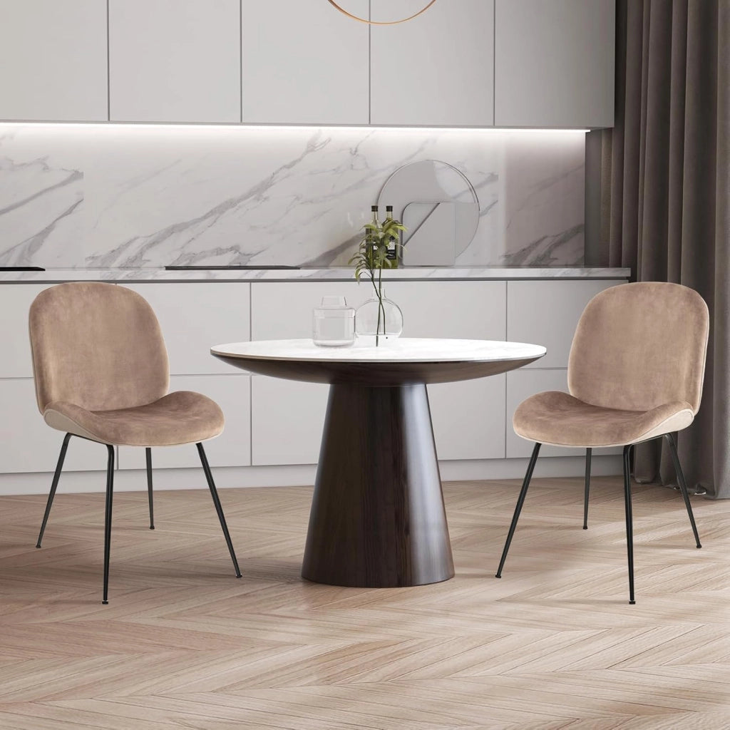Set di 2 sedie moderne per sala da pranzo, sedie supplementari in velluto con gambe in metallo resistenti, sedie da salotto imbottite, perfette per la cucina, vanità, camera da letto, grigio