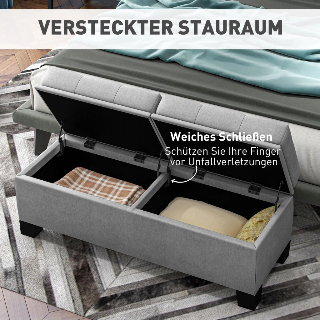 Cassettiera imbottita con rivestimento lino ¨C zephmum ¨C Grigio 116x41x47 cm